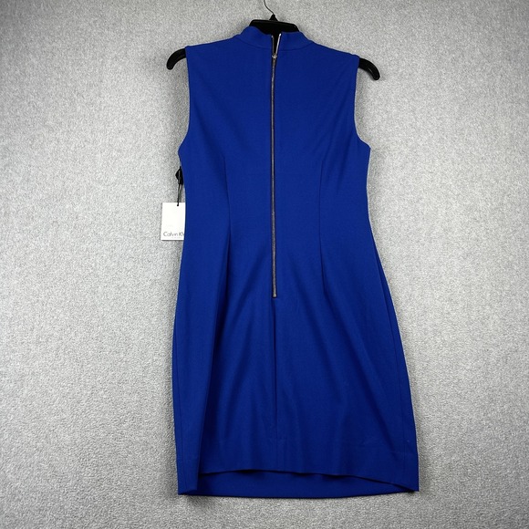 Calvin Klein Dress Womens 4 Blue Sleeveless Mock Neck Sheath Zip Back Party NWT - Picture 6 of 8
